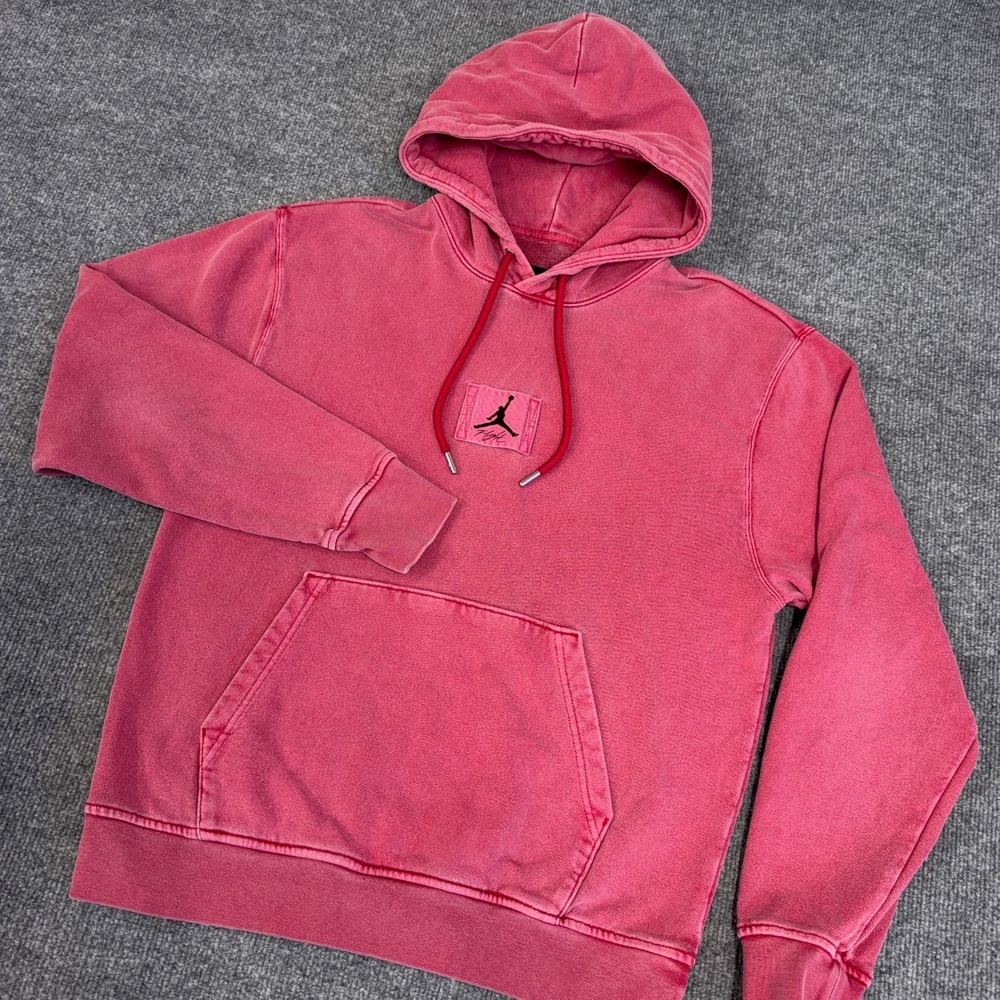 Nike Jordan Statement Washed Mauve Heavyweight Hoodie Men Small Red Pink Logo